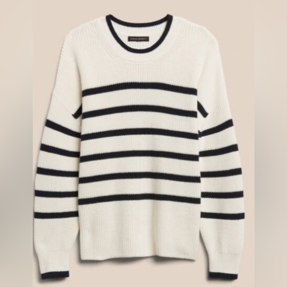 Banana Republic cotton  Sweater - White and Black Stripes - Picture 1 of 3